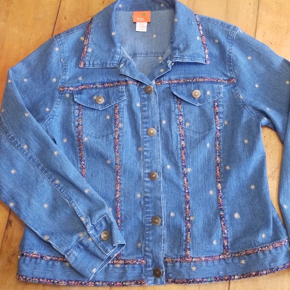 Hearts Of Palm Embroidered Denim Jacket Sz 14 - Picture 2 of 8